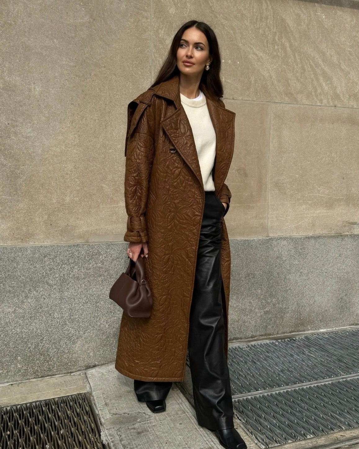 Embroidered Nylon Oversized Trench Coat