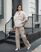 Mink Puffer Jacket in Cream