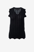 Scallop sleeve and hem knit top