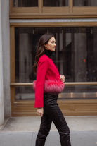 Cropped Wool Jacket With Fur in Barberry