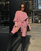 Wool Ribbed Cuff Sleeve Coat in Lilas