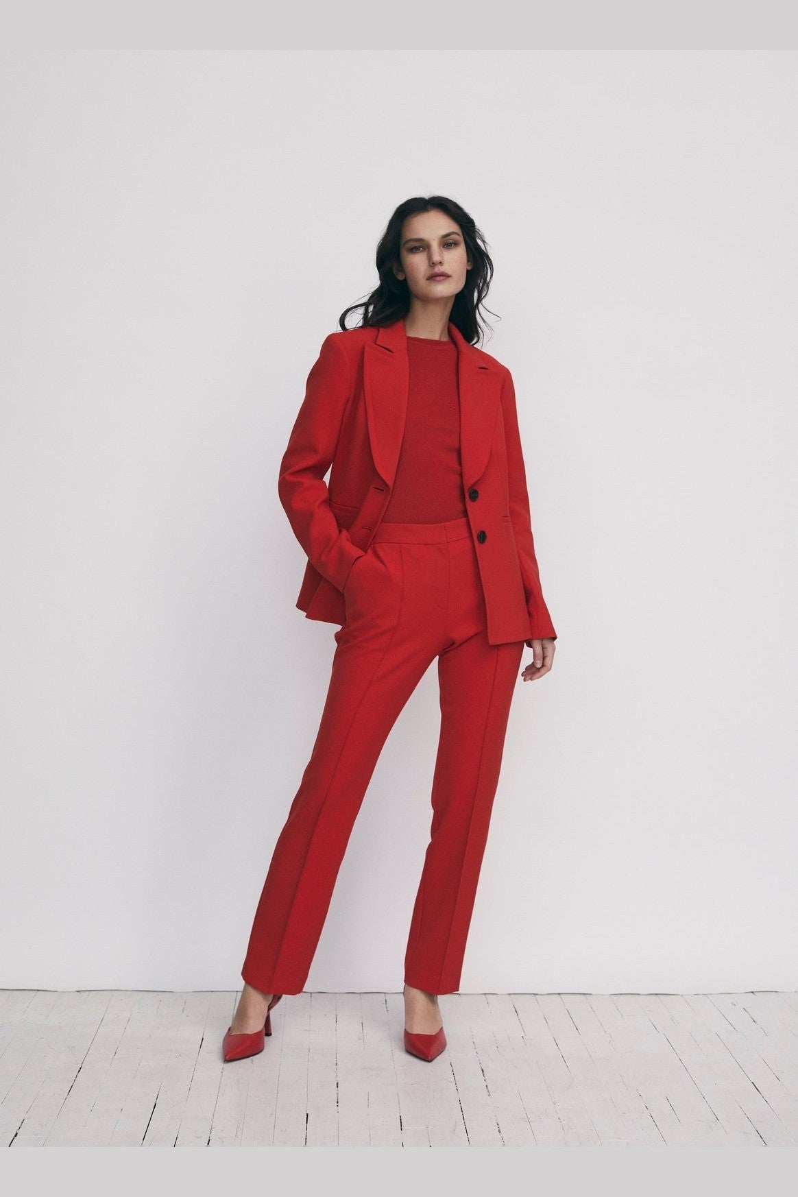 Pintuck Straight Leg Trouser