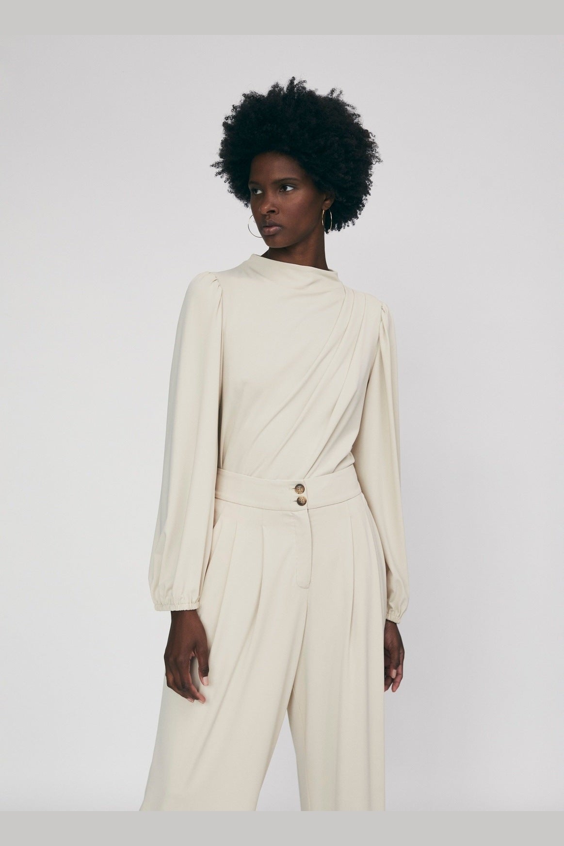 Matte jersey long sleeve blouse
