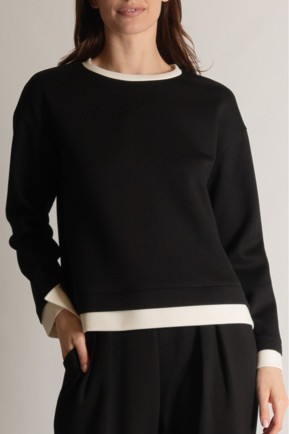 Butter Modal Contrast Border Long Sleeve Top