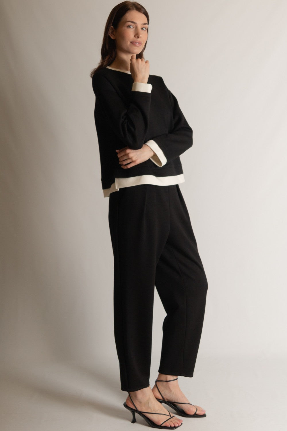 Butter Modal Contrast Border Long Sleeve Top