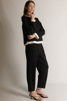 Butter Modal Contrast Border Long Sleeve Top