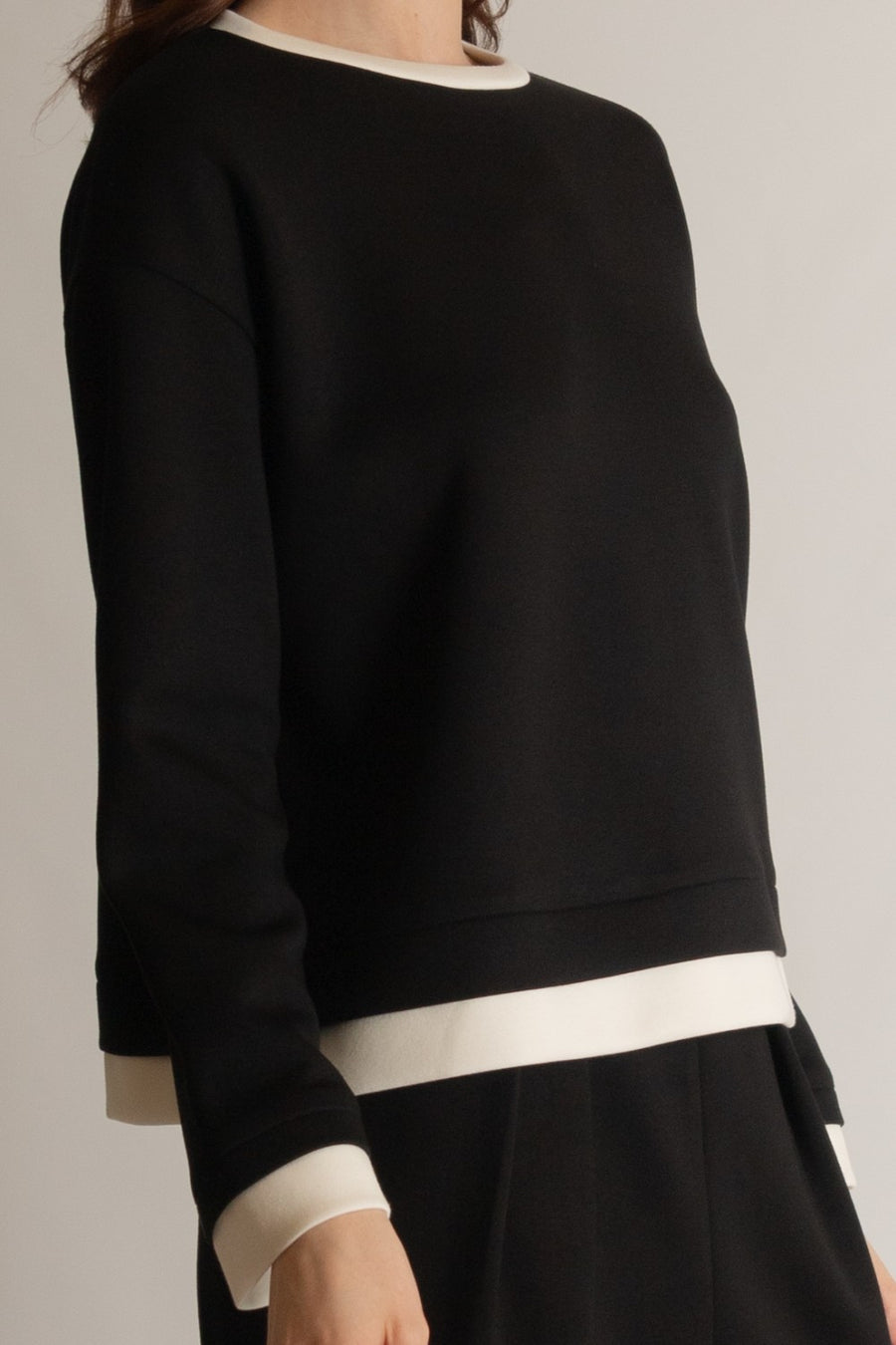 Butter Modal Contrast Border Long Sleeve Top