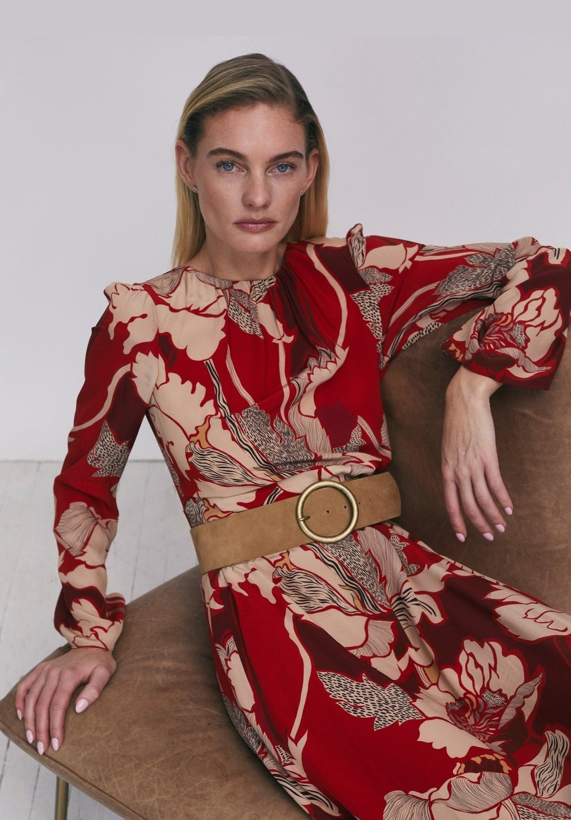 Printed midi dress with pleat detail