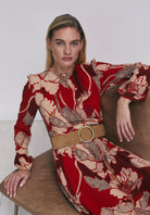 Printed midi dress with pleat detail