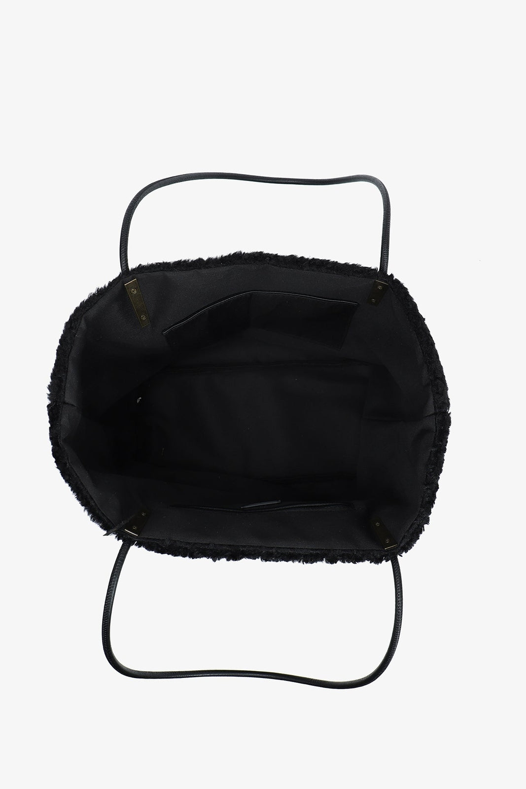 Akimbo East West Tote Bag Black Shearling